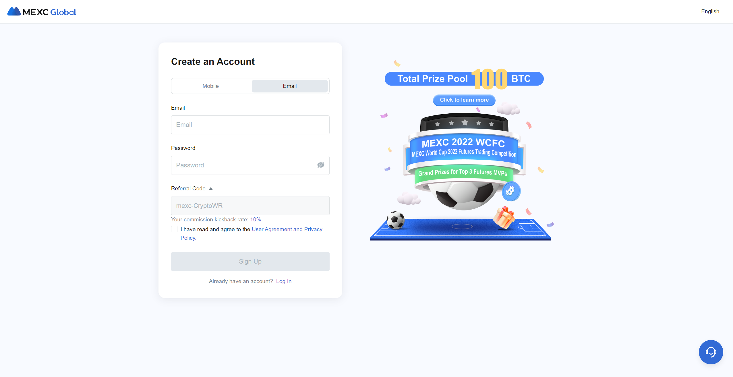 MEXC Sign Up Page