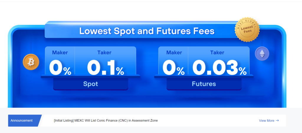 Low Crypto Trading fees, MEXC 0% fee trading, MEXC