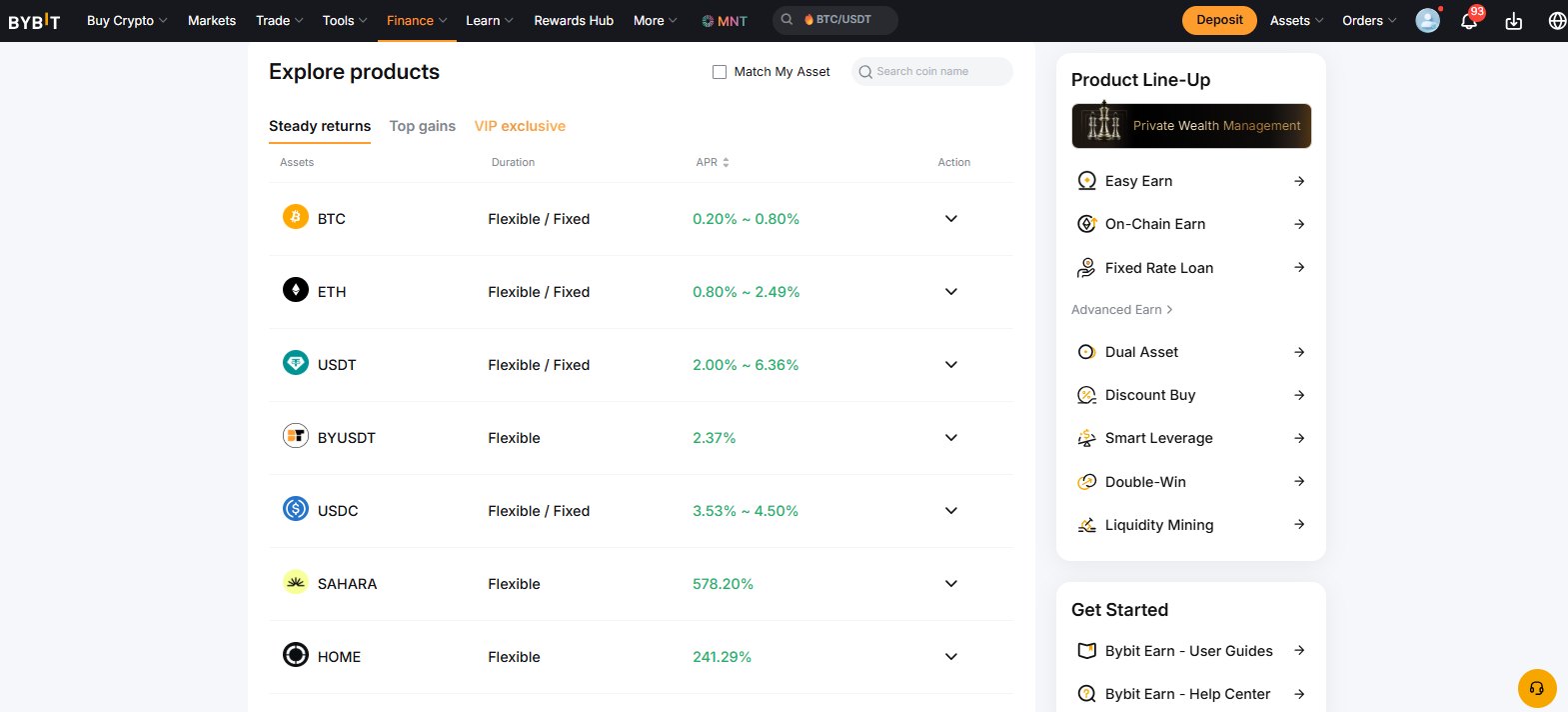 crypto exchanges with highest yield earn products