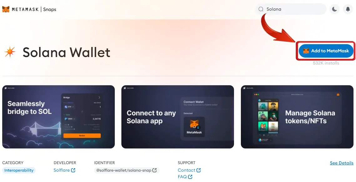 add solana network to metamask