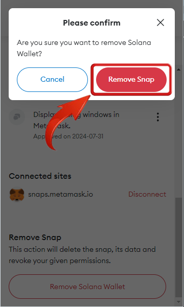 uninstall metamask snap