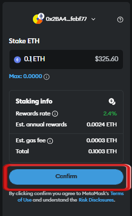 stake on metamask