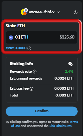 stake on metamask