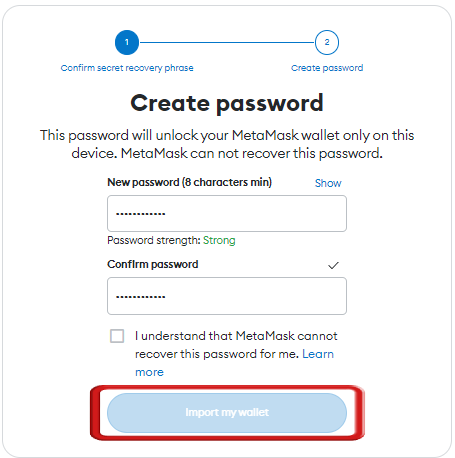 import wallets to MetaMask