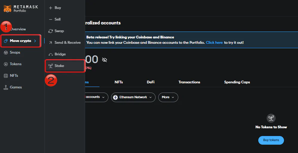 stake on metamask