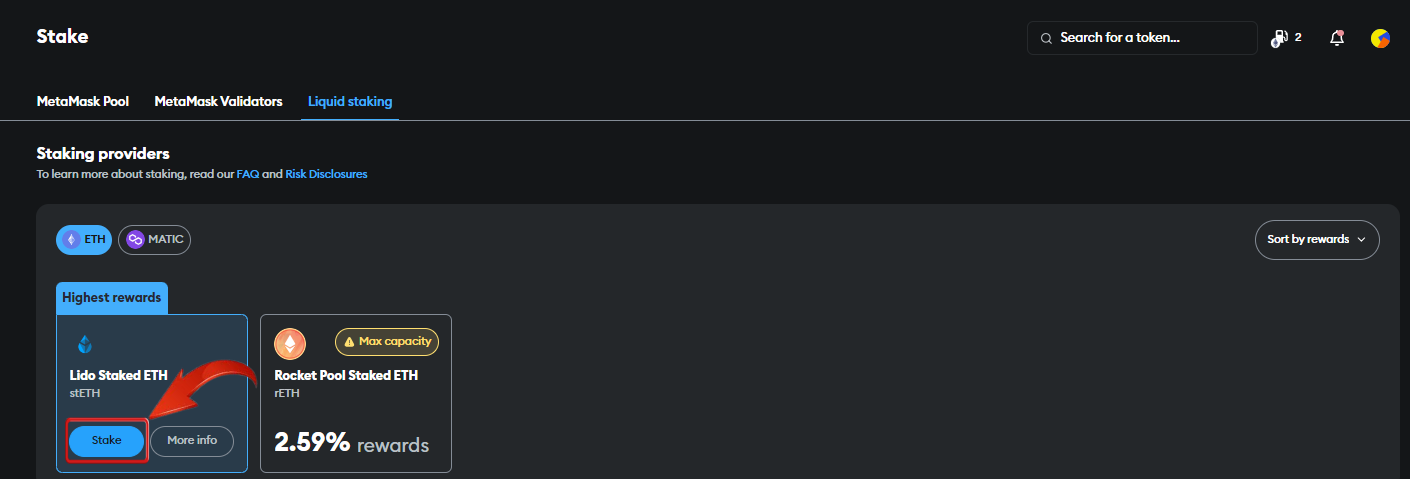 stake on metamask