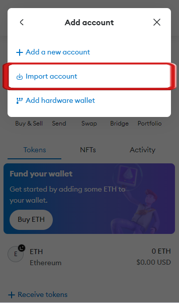 import wallets to MetaMask