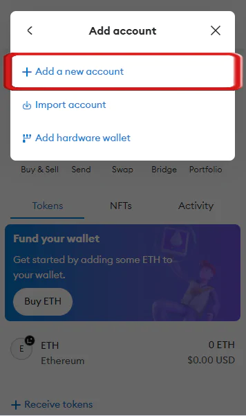 Add a New Account on MetaMask