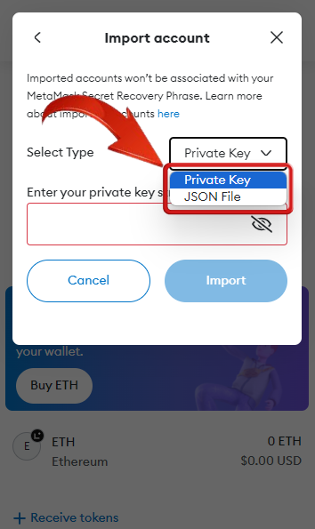 import wallets to MetaMask