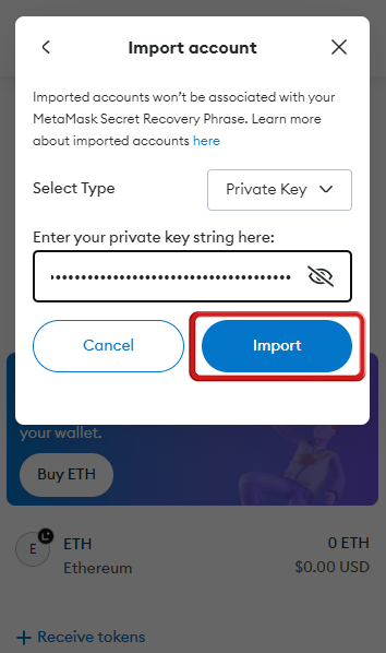 import wallets to MetaMask