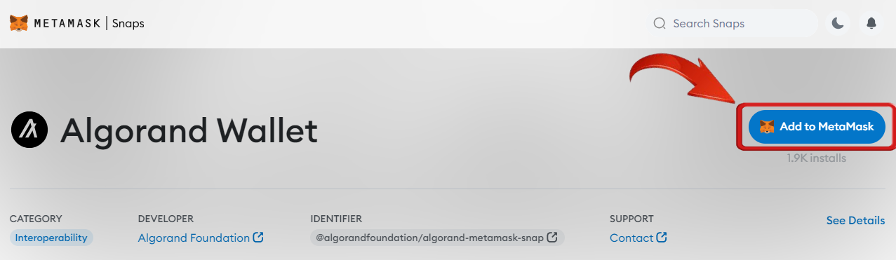 Algorand Network to MetaMask
