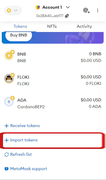 VeChain Network to MetaMask