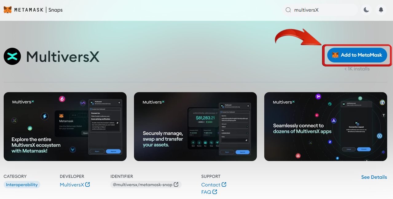MultiversX to MetaMask