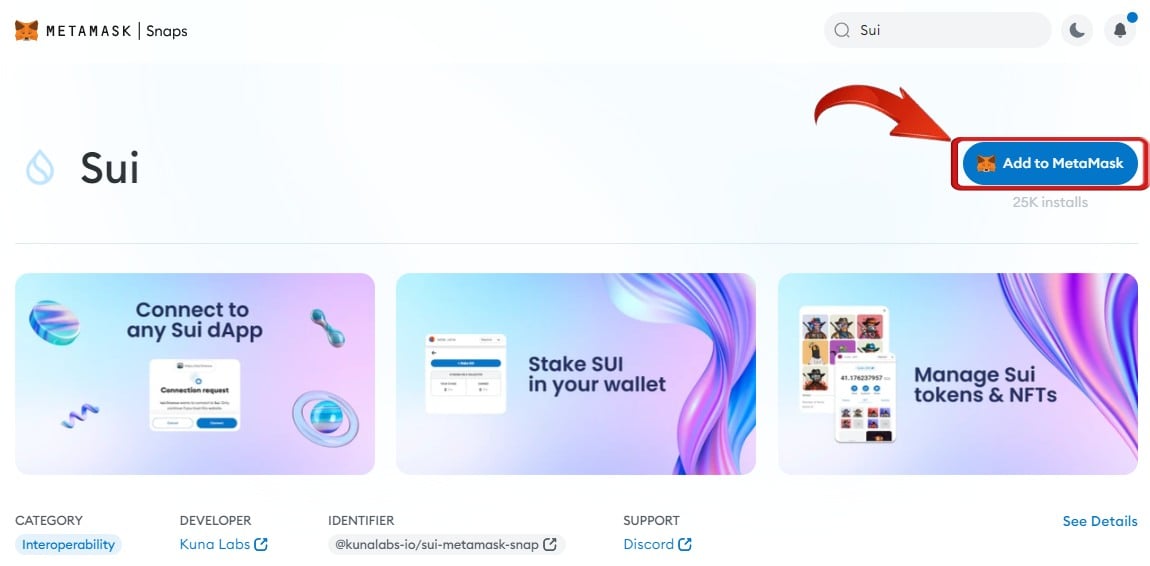 Add Sui to MetaMask