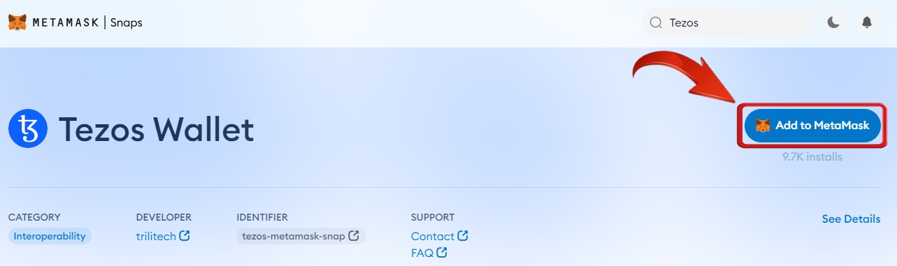 Tezos Network to MetaMask