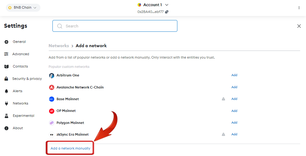 add Arbitrum One to MetaMask