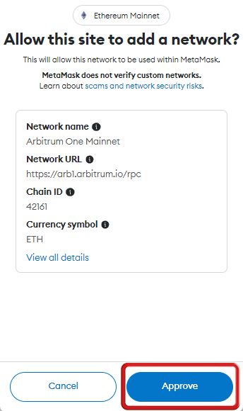 add Arbitrum One to MetaMask