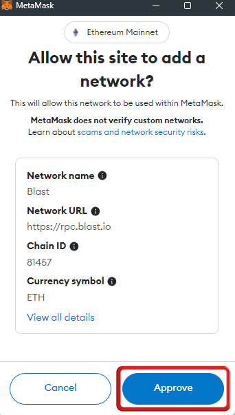 Add Blast to MetaMask