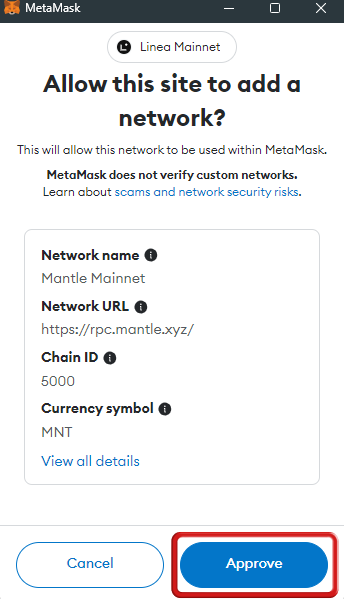 Add Mantle Network to Metamask
