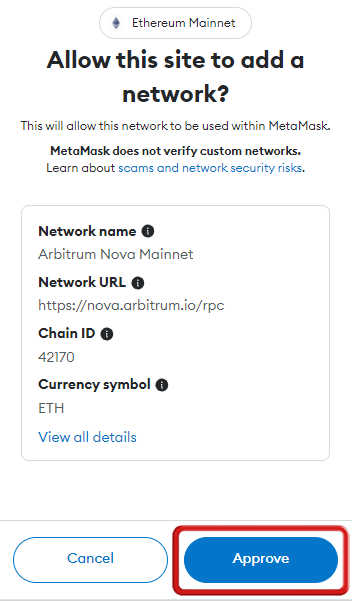 add Arbitrum Nova to MetaMask