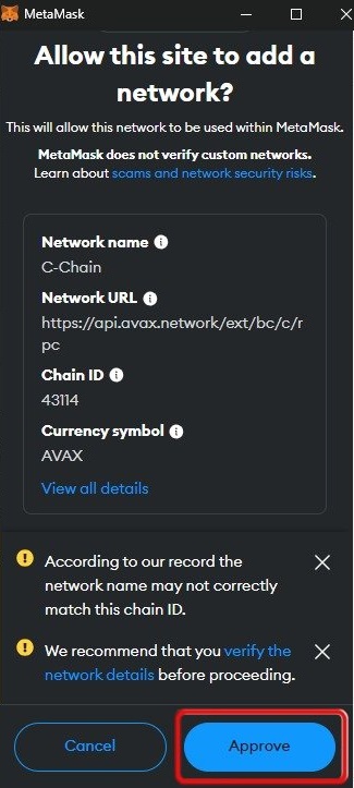 Add Avalanche to MetaMask