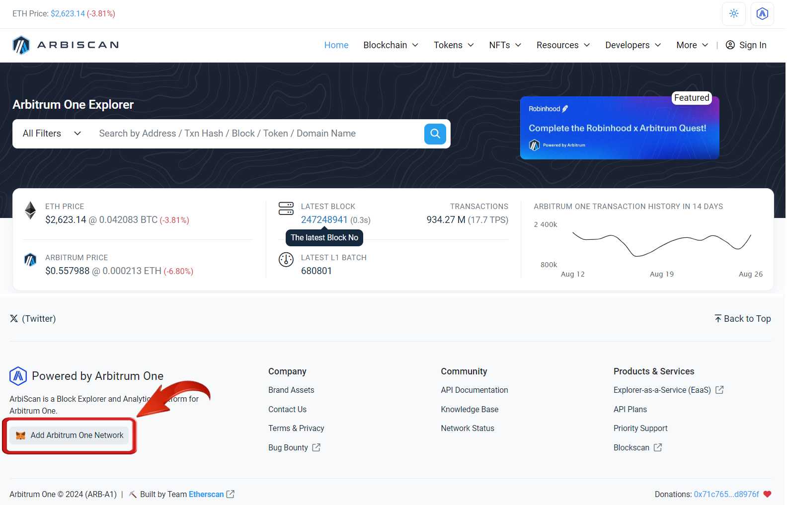 add Arbitrum One to MetaMask