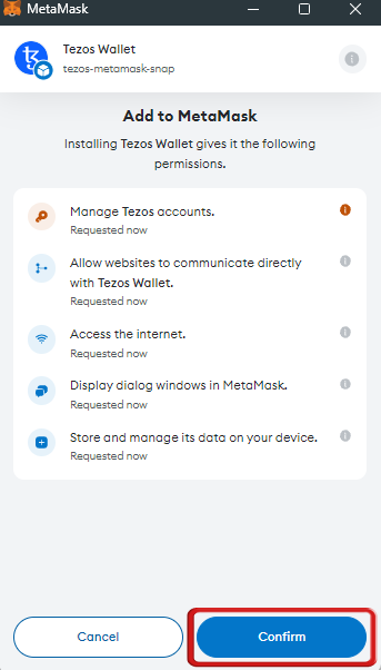 Tezos Network to MetaMask