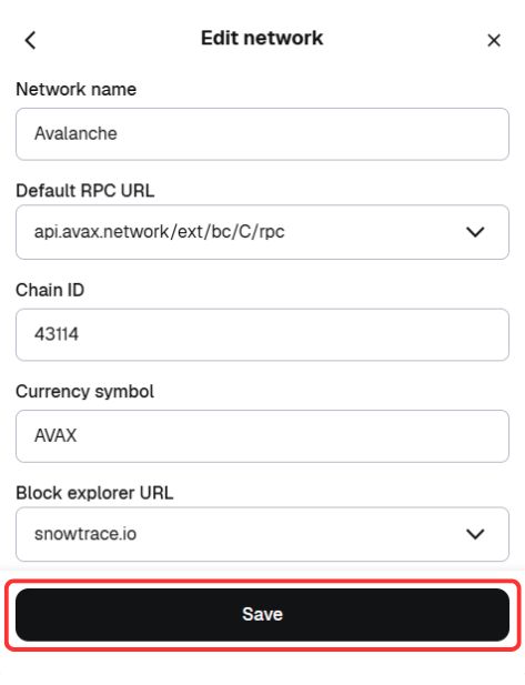 Add Avalanche to MetaMask