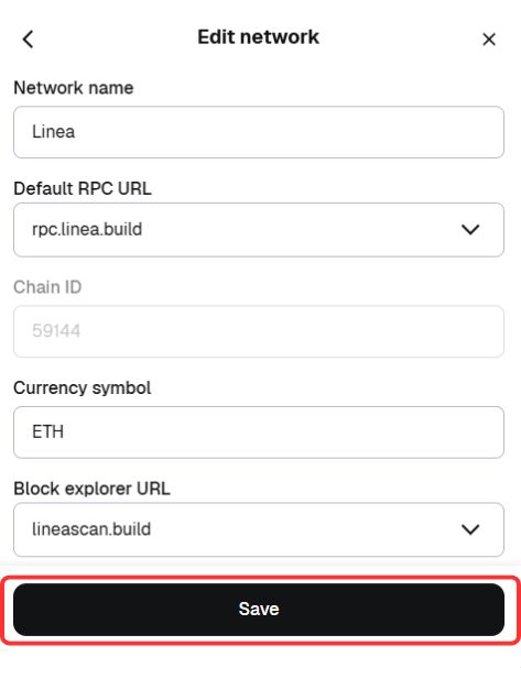 Add Linea to MetaMask