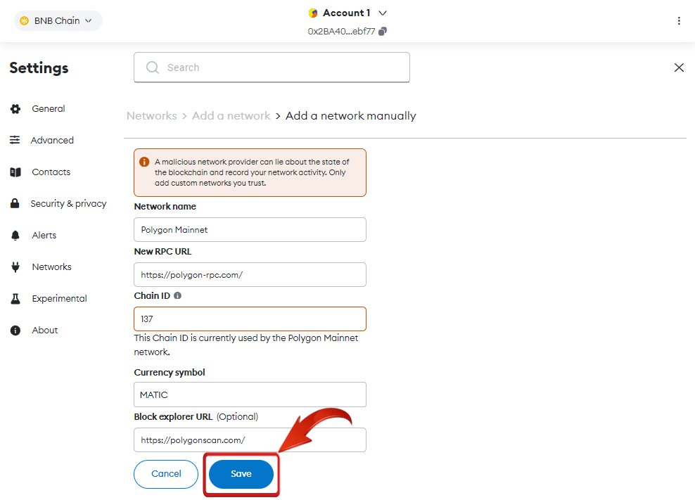 Add Polygon to MetaMask