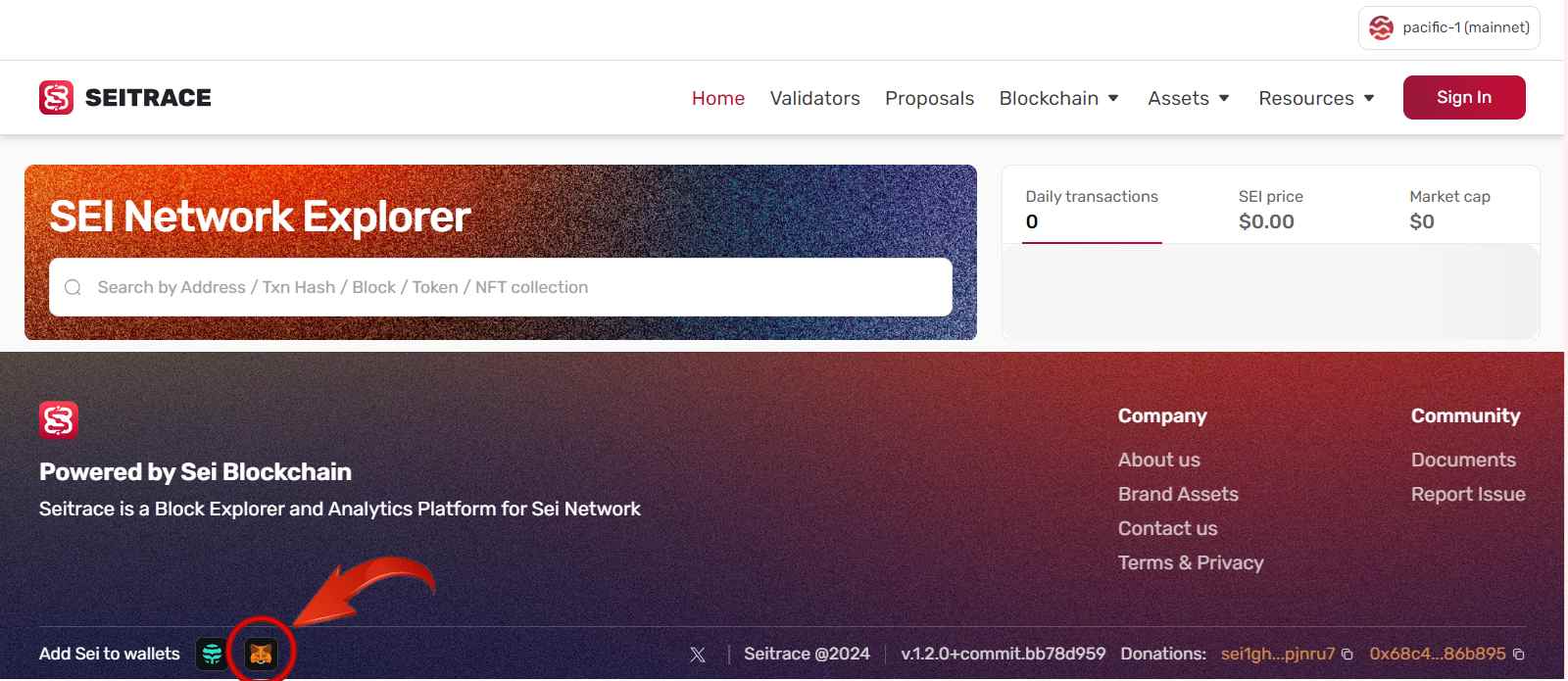 add SEI to MetaMask