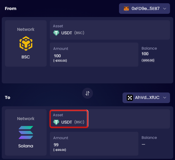 Bridge from Binance Smart Chain to Solana