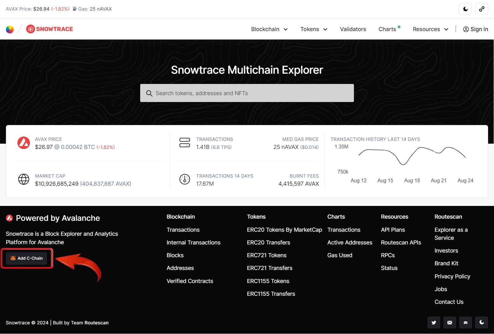 Add Avalanche to MetaMask