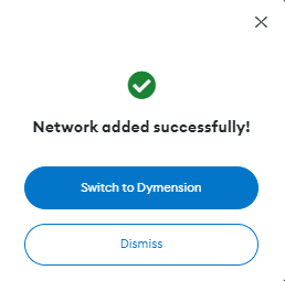 Dymension to MetaMask