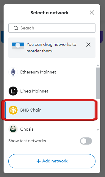 VeChain Network to MetaMask