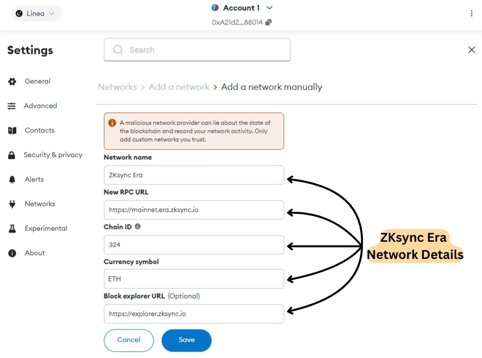 Add ZKsync Era to MetaMask