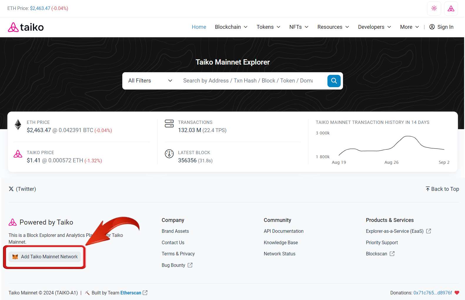 Add Taiko to MetaMask