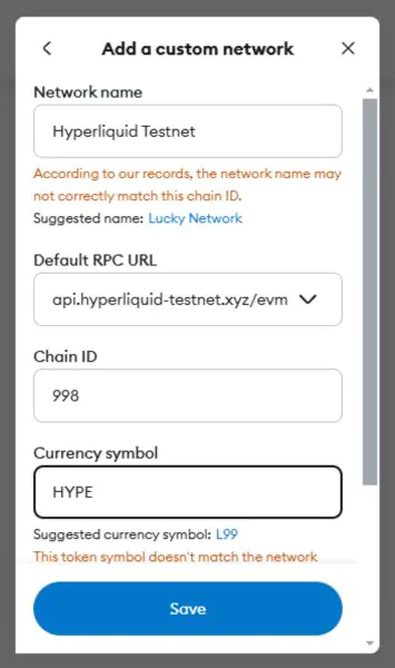 add hyperliquid to metamask