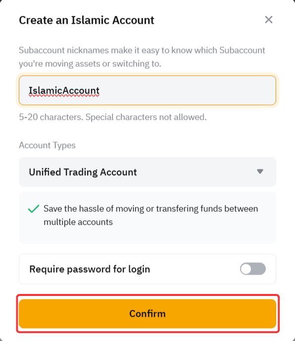 Bybit Cuenta islámica