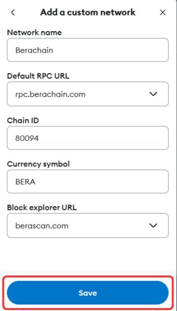 add berachain to metamask