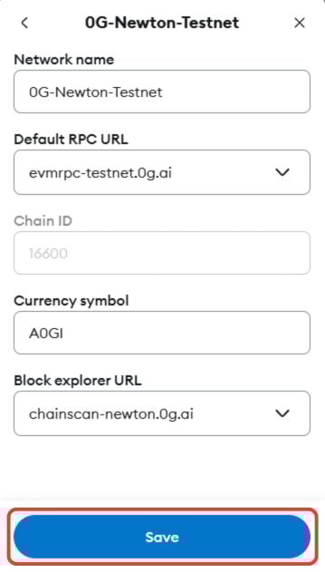 add 0G testnet to metamask