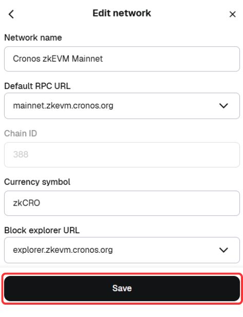 Add Cronos zkEVM to MetaMask