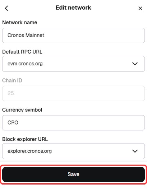 Add Cronos EVM to MetaMask