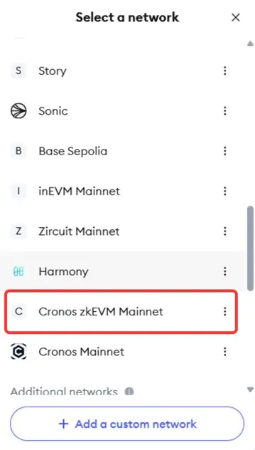 Add Cronos zkEVM to MetaMask