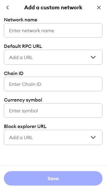 aggiungi la modalità di rete a metamask