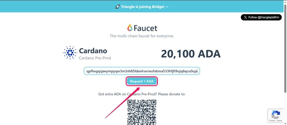 Получить токены Cardano Testnet