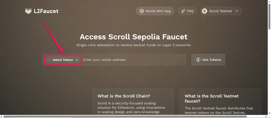 Get Scroll Testnet Tokens