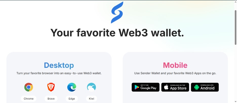 get started with Sender Wallet