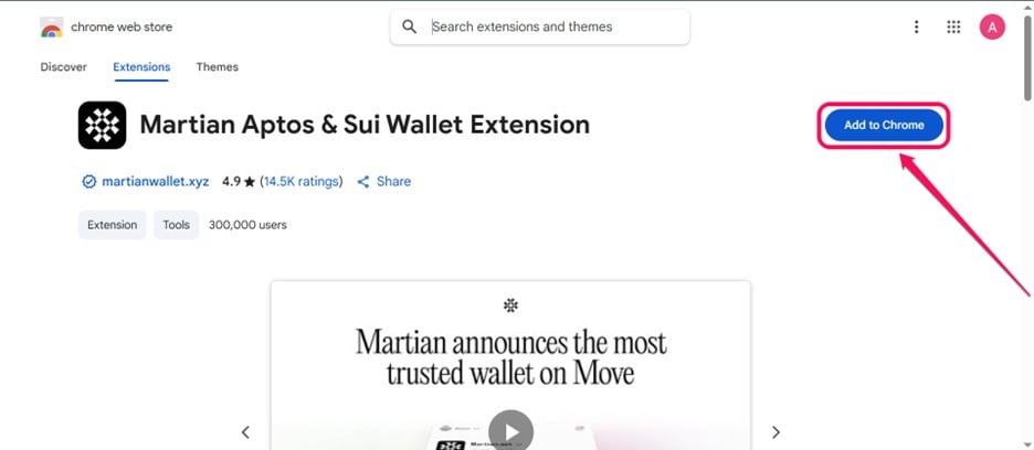get started with Martian wallet