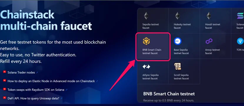 Get BNB Testnet Tokens